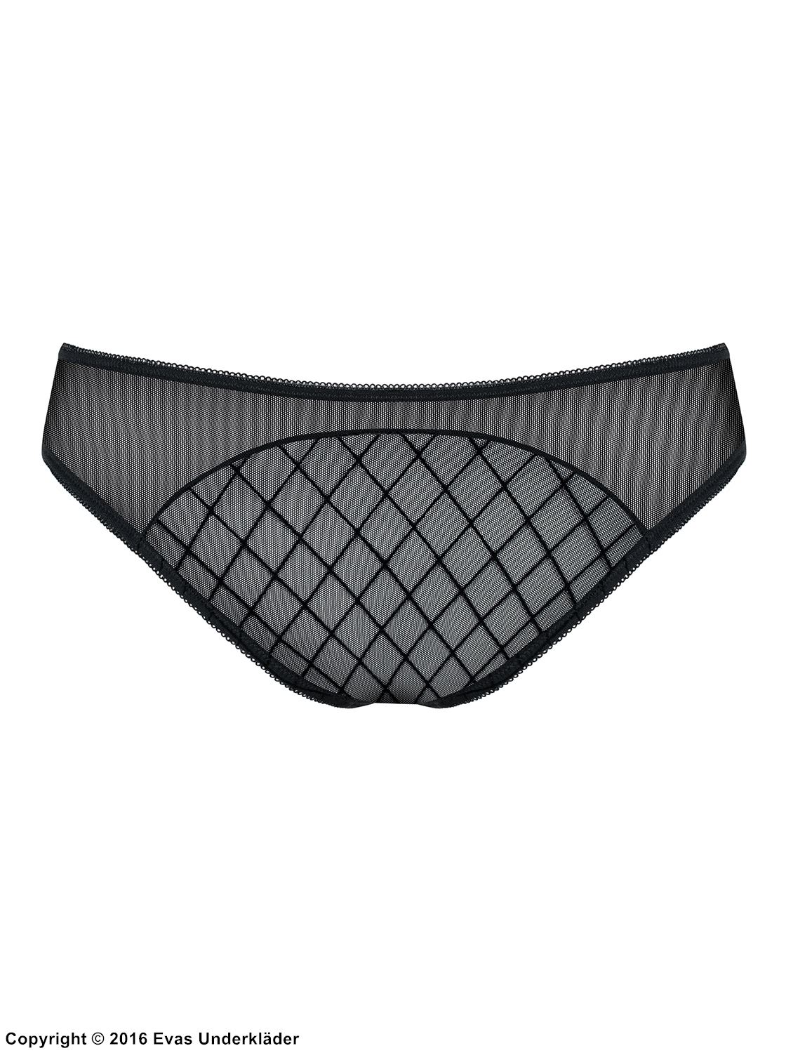 Romantic panties, sheer mesh, checkered pattern